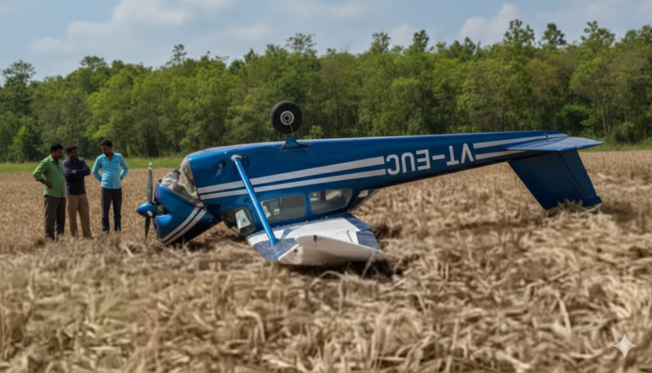 Vijayapura Plane Crash: Training Aircraft Makes Emergency Landing in Karnataka